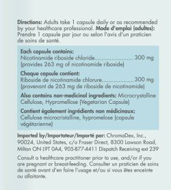 ingredients list of tru niagen nad 300mg nicotinamide iboside chloride for anti aging