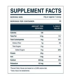 Supplement facts panel of Blonyx Egg White Protein 740 g