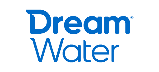 Logo of Dream Water shown in blue font