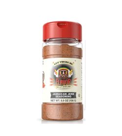 One bottle with red cap of Flavor God Seasonings Jamaican Jerk contains 5.5 oz (156 g)