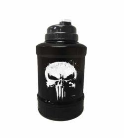 Black and white Marvel Power Jug Punisher shown in white background