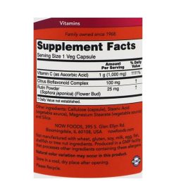 Supplement facts and ingredients panel of NOW C-1000 100 Caps