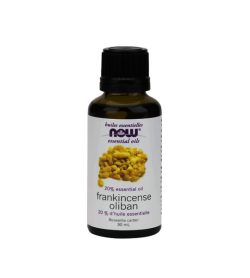 Black bottle of NOW Frankincense Oil 20% essential oil contains 30 ml