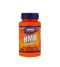Orange bottle with purple cap of NOW Sports HMB Powder 90 g