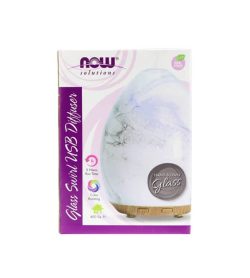White and purple package showing front side of NOW Ultrasonic USB Glass Swirl Diffuser