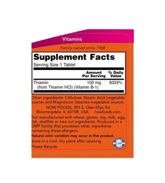 NOW Vitamin B1 (100 Tabs) B Vitamins