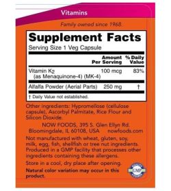 Supplement facts and ingredients panel of NOW Vitamin B-1 100-Tabs