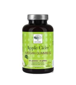 Black and green bottle with grey cap of Nordic Apple Cider Vegan Gummies contains 60 Gummies