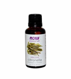Brown and white bottle of Citronella Essential Oil by Now