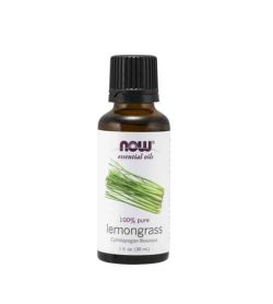 Brown and white bottle of Now essential oils 100% pure Lemongrass Oil 30 ml