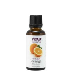 Brown and white bottle of Now essential oils 100% pure Orange Oil 30 ml
