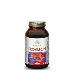 Brown bottle with gold cap of Purica Provascin Heart Health & Cardiovascular Support 240 Vegan Caps
