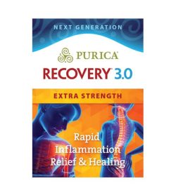 Blue and orange front label of Purica Recovery 3.0 Extra Strength Rapid Inflammation Relief & Healing 120 vegan caps