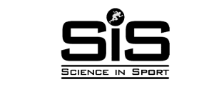Logotipo de SIS Science in Sport mostrado en fuente negra con un punto en 'i' que muestra la silueta de una persona corriendo