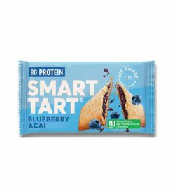 One blue pouch of Smart Tart with blueberry acai flavour contains 8g protein