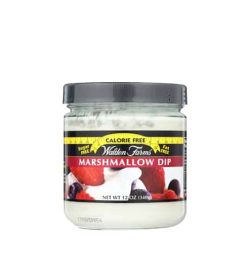 White jar with black cap of Walden Farms Marshmallow Dip Calorie Free contains 340 g