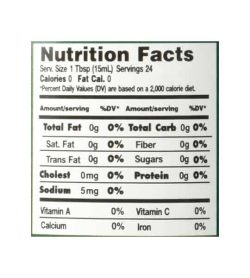 Nutrition facts panel of Walden Farms Original Creamer 355mL