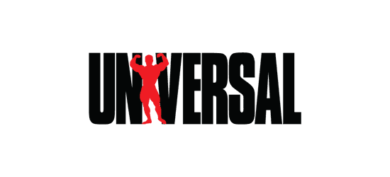 Logo of Universal in white font and 'i' represented by a silhouette of a man flexing muscles