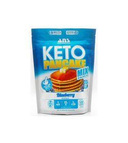White and blue bag of Keto Pancake Mix with Blueberry flavour shown in white background