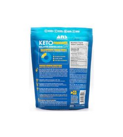 Blue bag showing back side of ANS Performance Keto Pancake Mix shown in white background