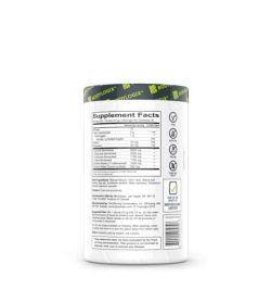 Supplement facts and ingredients panel of BODYLOGIX BCAA Complex shown in white background