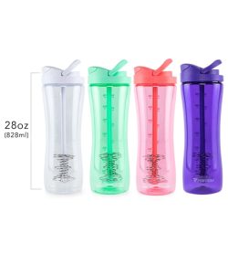 4 bottles of white, green, pink, and, purple color of Performa Luma Shaker Bottles 828 ml