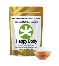 Golden pouch of Happy Body Pure Ognaic Sulfur Crystals contains 454 g (1 lbs)