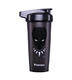 Black bottle with black cap of Performa Classic Shaker Cup 28oz Black Panther
