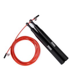 Rise Speed Rope in Red with black handle shown in white background