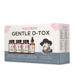 A box showing 4 bottles of Wild Rose Gentle D-tox shown in white background