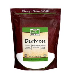One brown and white pack of NOW Dextrose 907g naturally sweet