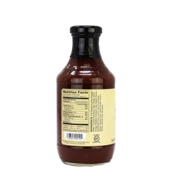 One brown and yellow bottle of GHuges Sugar Free Sauces 510 g facts side