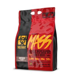 One red black and yellow bag of Mutant Mass Chocolate Fudge Brownie Flavor