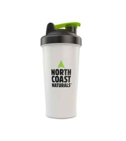 One white and green North Coast Naturals Blender Bottle
