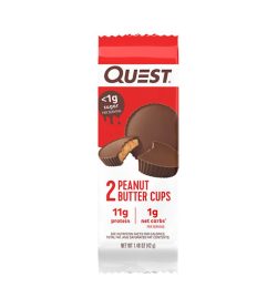One white red and brown pack of Quest Peanut Butter Cups Bar