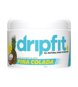 One white blue and yellow container of DripFit PinaColada 224 g