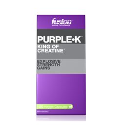 One purple and grey box of Fusion Purple K EXPLOSIVE STRENGTH GAINS 100 Veggie Capsules
