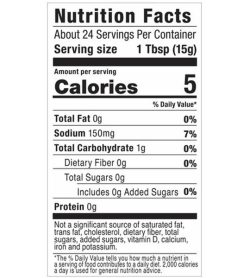 Nutrition fact and ingredients panel of GHughes Sugar Free Steak Sauce About 24 Servings Per Container