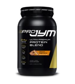 One black and yellow container of JYM PRO JYM Protein Blend 2lb Chocolate Peanut Butter flavour