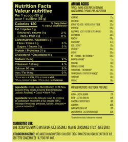 Kaha NewZealand Whey DarkChocolate nutrition facts and suggested use panel