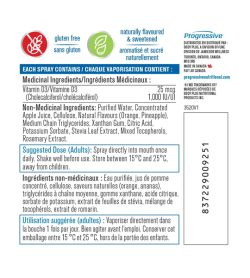 Medicinal ingredients panel of Progressive D3 Spray 1000IU 125 sprays
