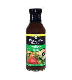 One brown and green bottle of Walden Farms Italian Dressing with Sun dried Tomato 355ml