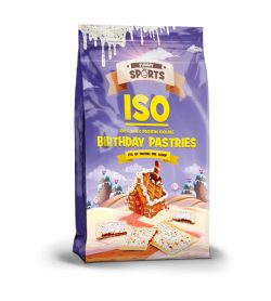 One purple and yellow bag of Yummy Sports ISO Protein Powder Birthday Pastries