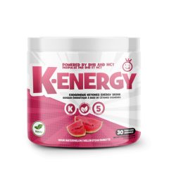 One white and pink container of Yummy Sports K Energy Sour Watermelon flavour