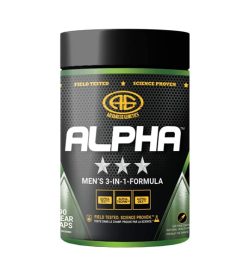 One black and green container of Advanced Genetics Alpha 90 cap MEN'S 3-IN-1-FORMULA