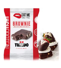 One white and red pouch of EatMe Guilt Free Protein Tuxedo Brownie Box Tuxedo 1bar