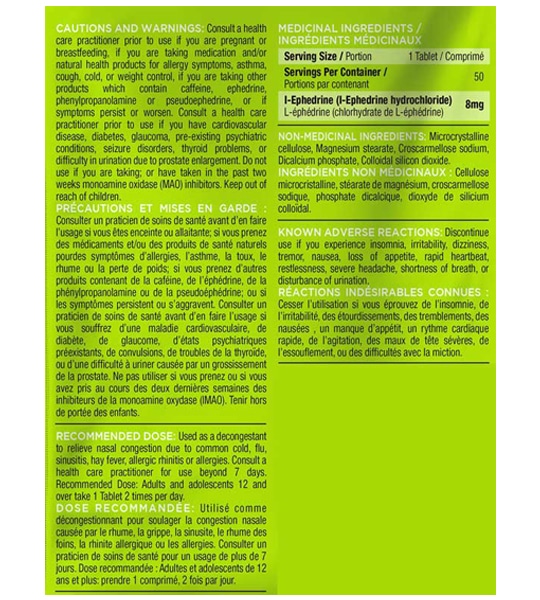 XPLabs Ephedrine HCL (8mg 50 tablets)