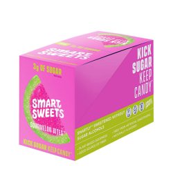 One pink and green box of SmartSweets Sourmelon Bites box