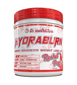 One white and red container of TC Nutrition HydraBurn 30 Servings Rocket Pop flavor Energy Enhancing Weight Loss Aid