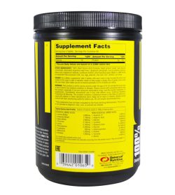 One black and yellow container of Universal–Beef Aminos 200 Tablets showing supplement facts panel